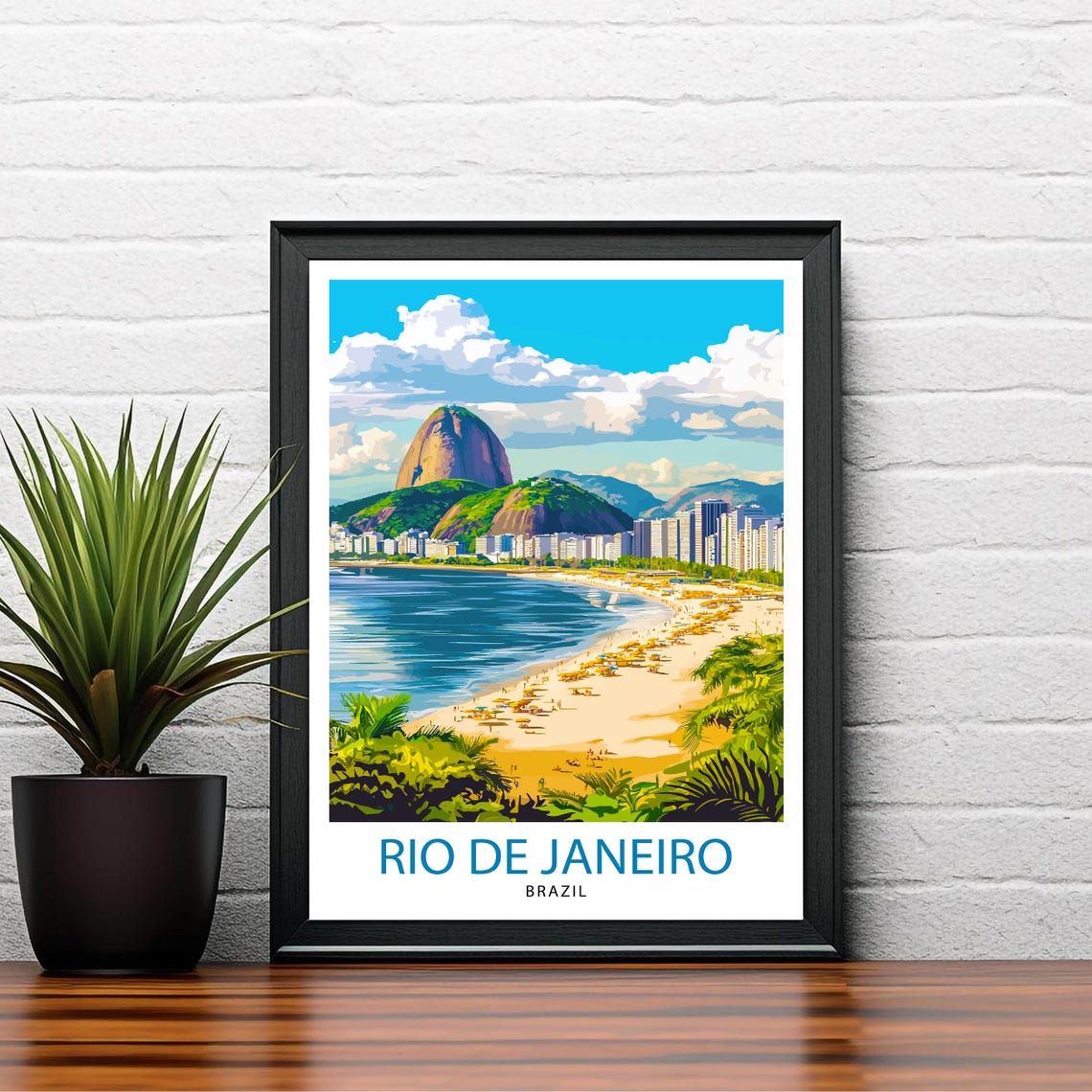 Rio de Janeiro Brazil Sugarloaf Mountain Beach Travel Poster - Image 2