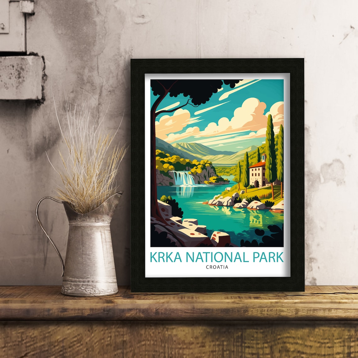Krka National Park Travel Poster, Croatia Illustration - Image 3