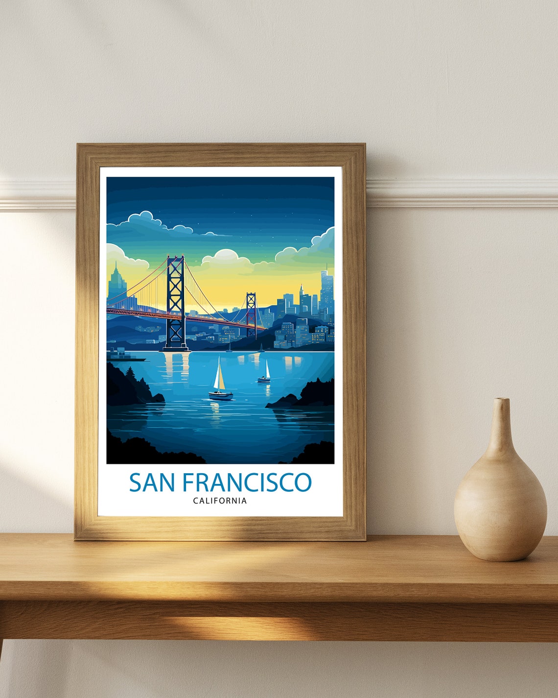 San Francisco Bay Bridge Day Cityscape Vintage Travel Poster Art - Image 2