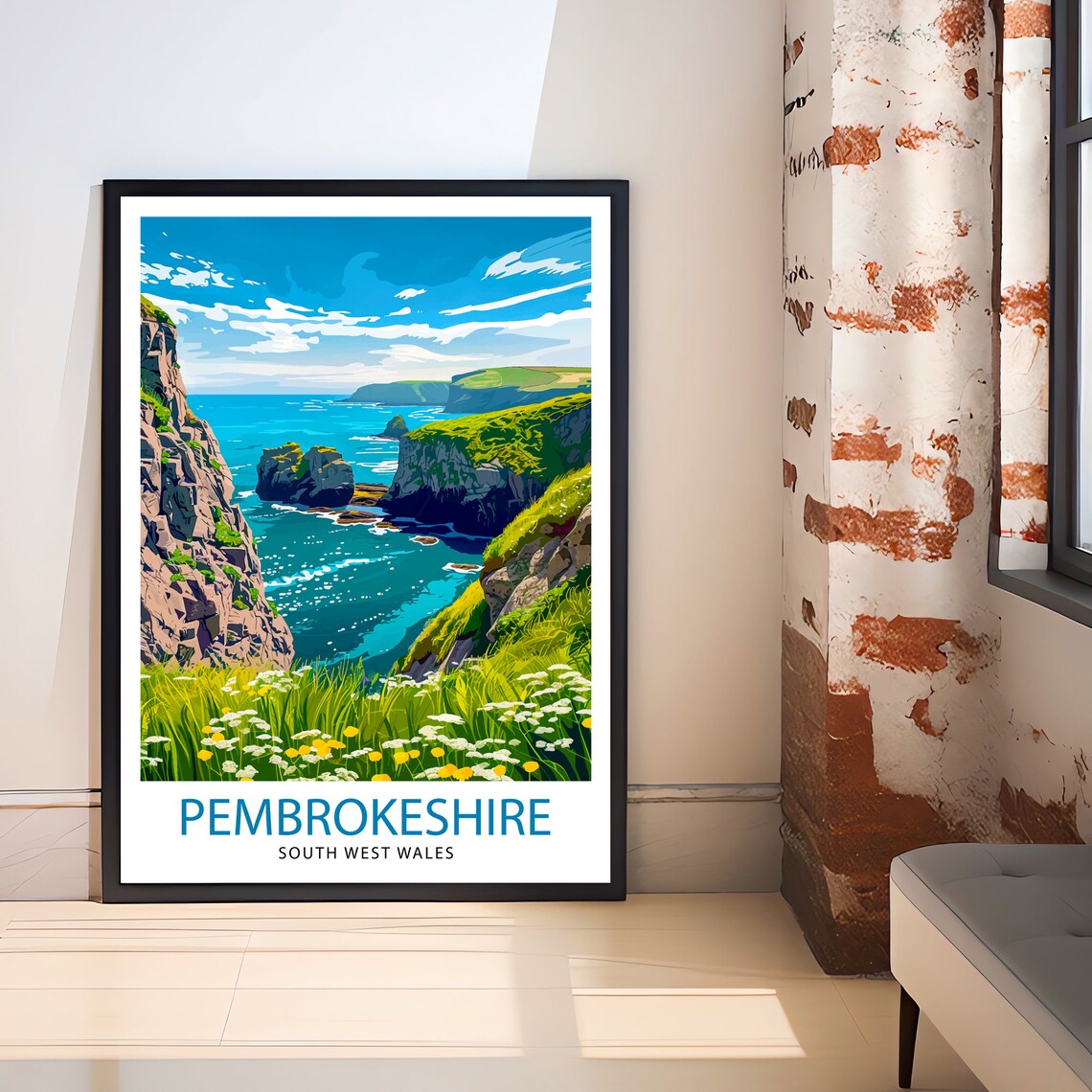 Pembrokeshire Wales Travel Poster, Wales Wall Decor - Image 2