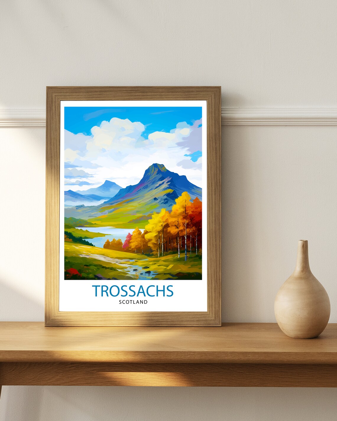 Trossachs Travel Poster, Scotland Landscape Illustration - Image 2