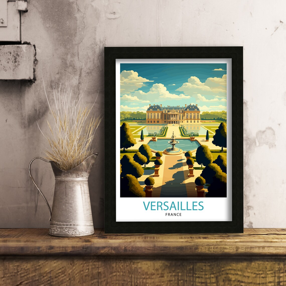 Versailles France Grand Palace Formal Gardens Fountain View Poster - Image 3