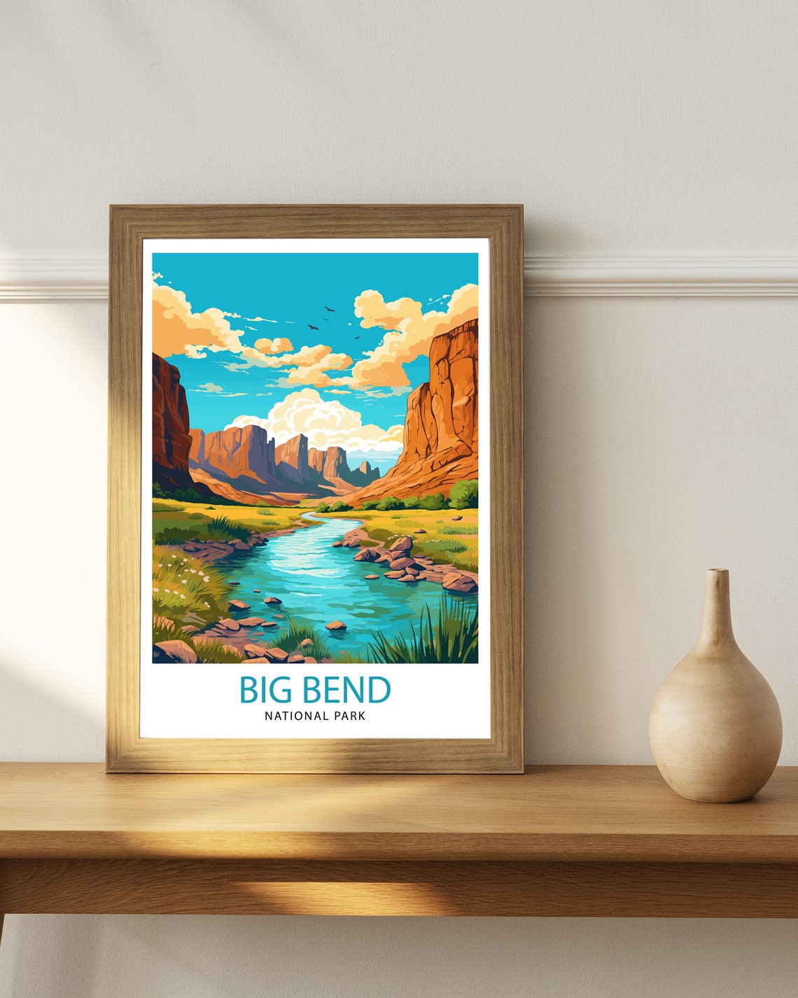 Big Bend National Park Desert River Canyon Illustration Poster - Image 3