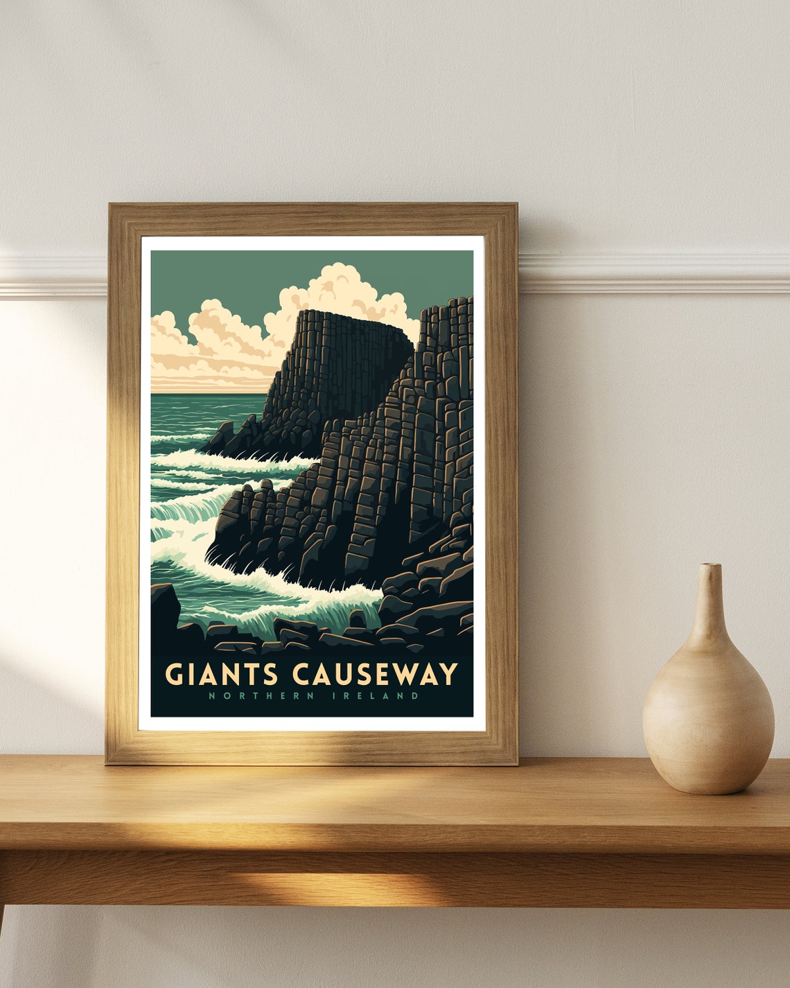 Giants Causeway Northern Ireland Basalt Cliffs Retro Travel Poster - Image 3