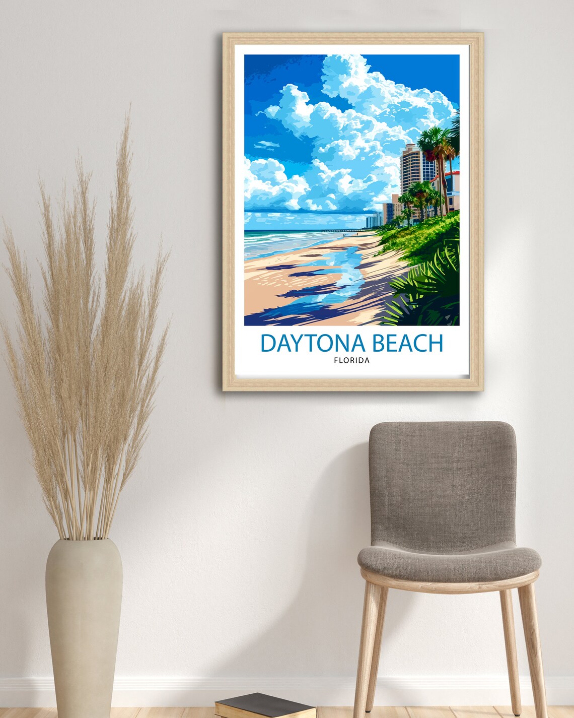 Daytona Beach Florida Shoreline Buildings Blue Skies Travel Poster - Image 2