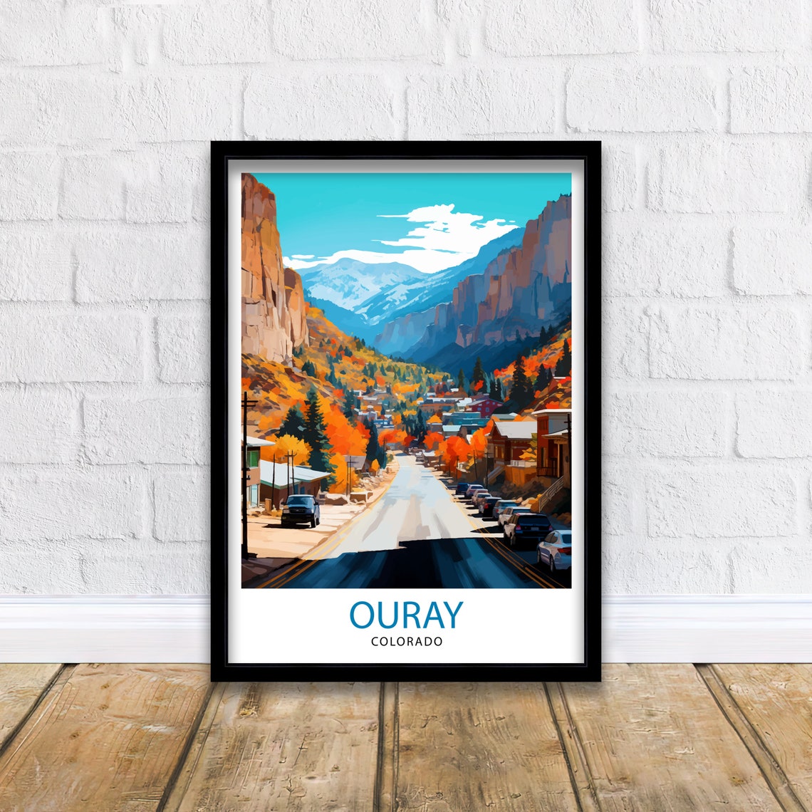 Ouray Colorado Mountain Town Street Glowing With Fall Color Poster