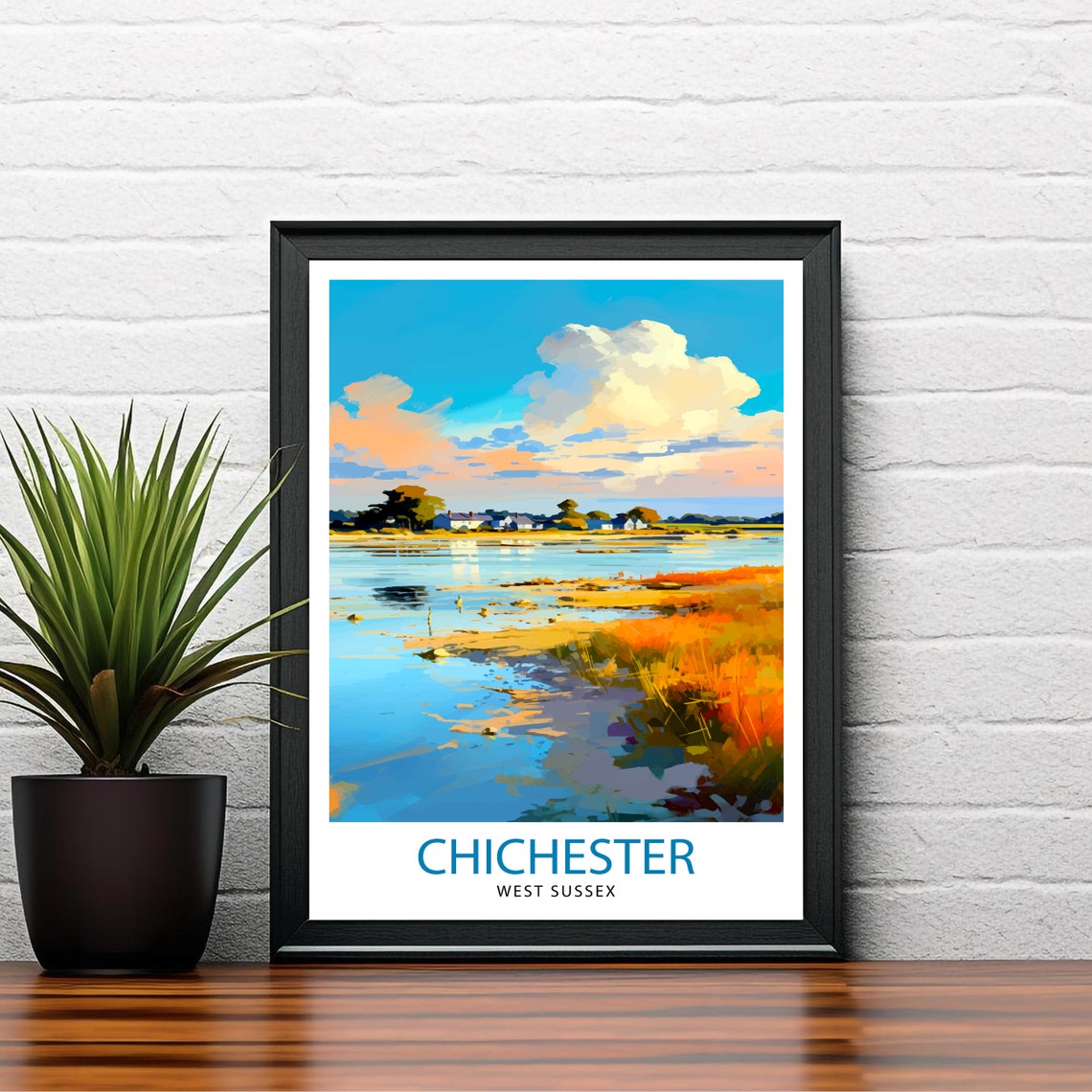 Chichester West Sussex Harbor Sunset Estuary Marsh Grass Poster - Image 2