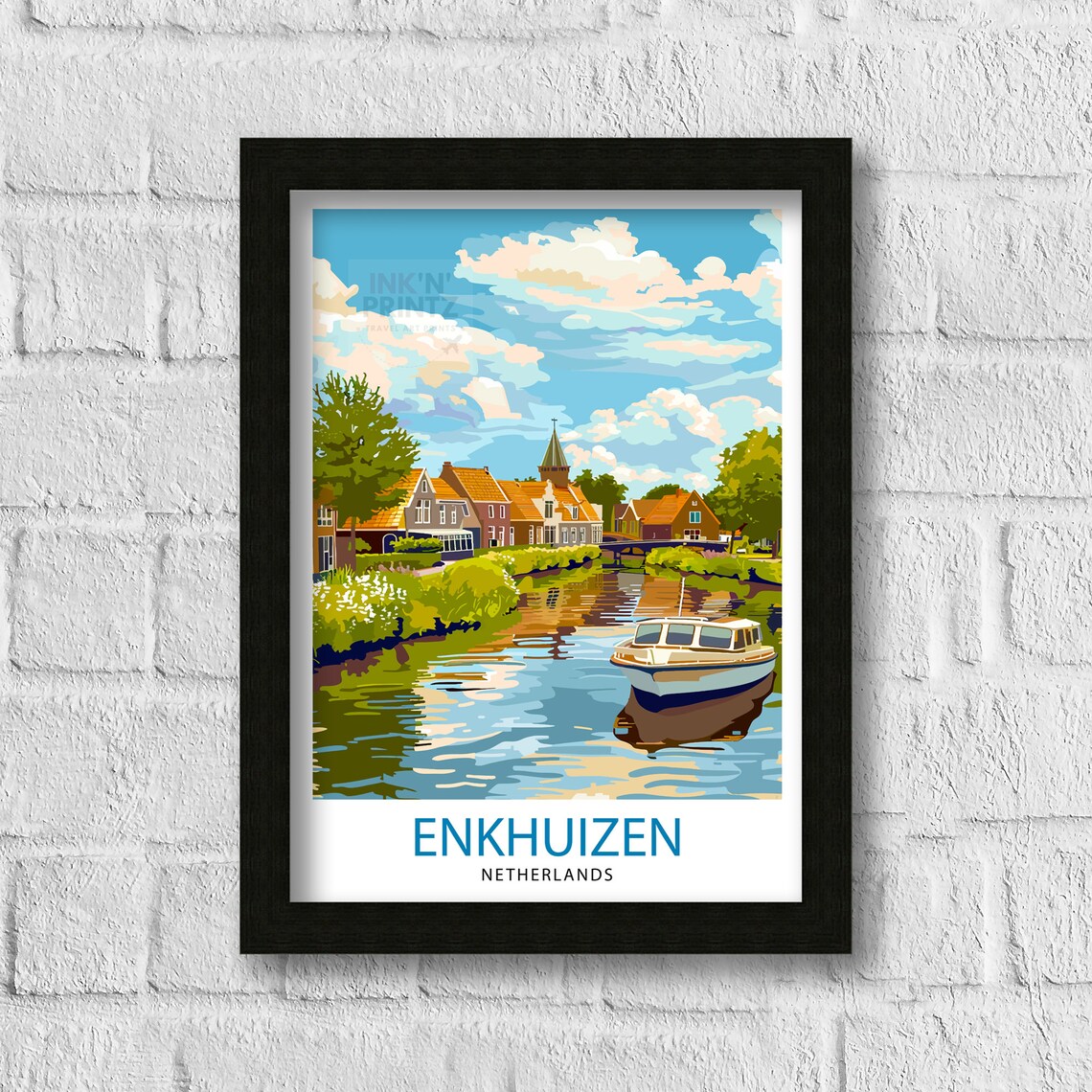Enkhuizen Netherlands Historic Harbor Town Canal Boat Travel Poster - Image 3