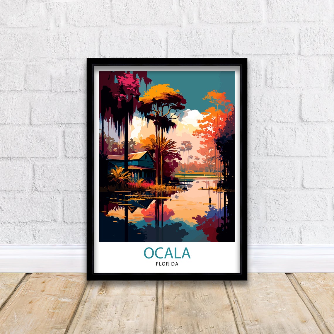 Ocala Florida Cypress Swamp Sunset Vintage Travel Poster Art - Image 2