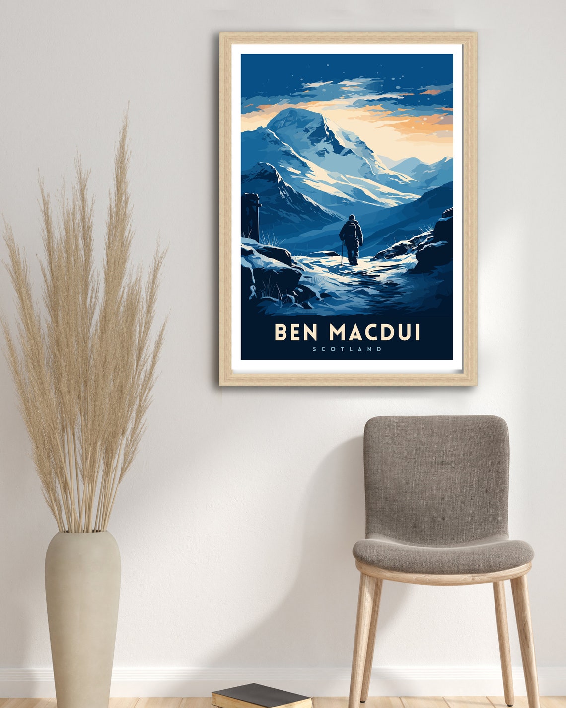 Ben Macdui Scotland Snowy Peak Hiker Dusk Trail Travel Poster - Image 3