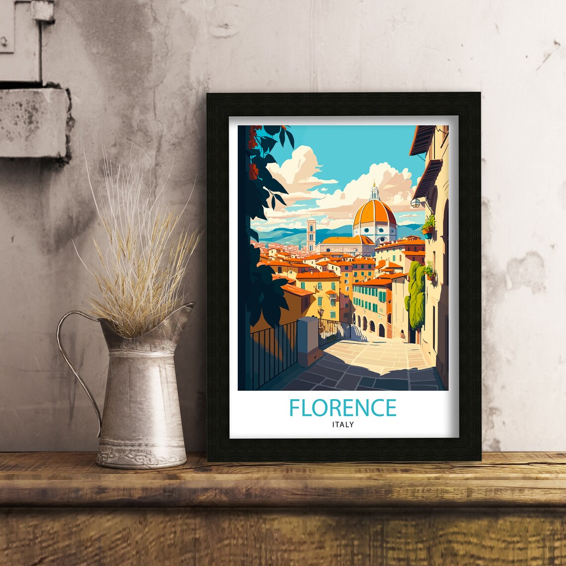 Florence Italy Illustration Travel Poster, Home Decor - Image 3
