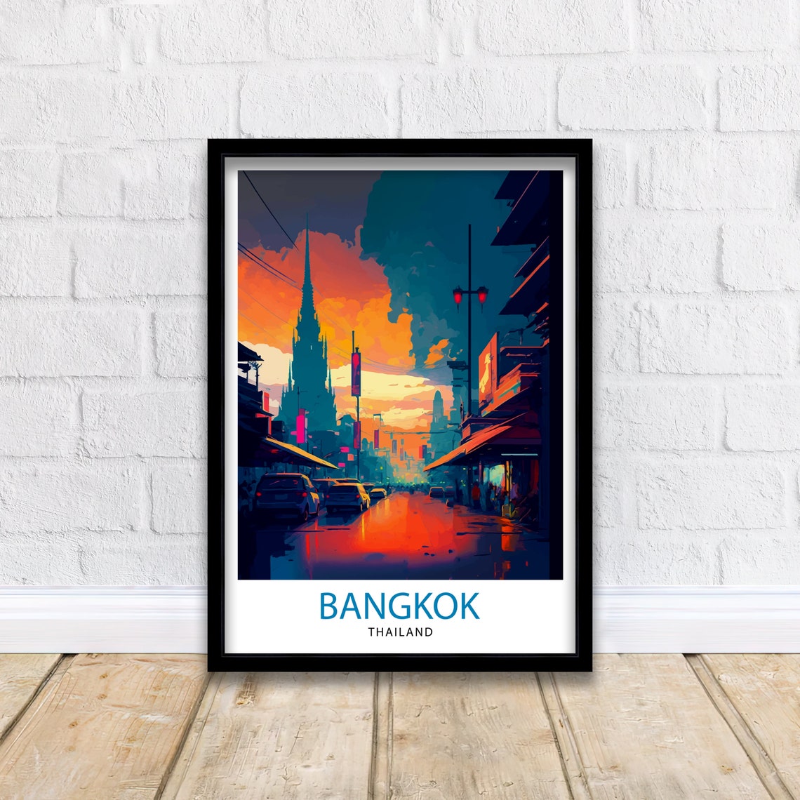 Bangkok Thailand Travel Print Bangkok Wall Decor Bangkok Home Living Decor Bangkok Illustration Travel Poster Gift For Bangkok Thailand - Image 2
