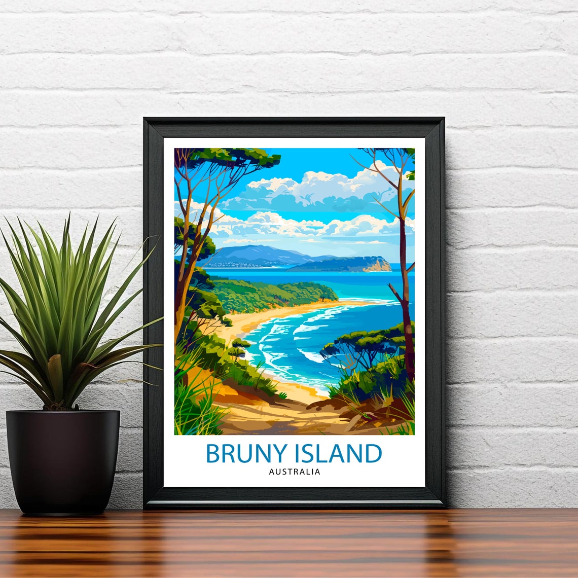 Bruny Island Australia Turquoise Beach Ocean Trees View Poster - Image 2