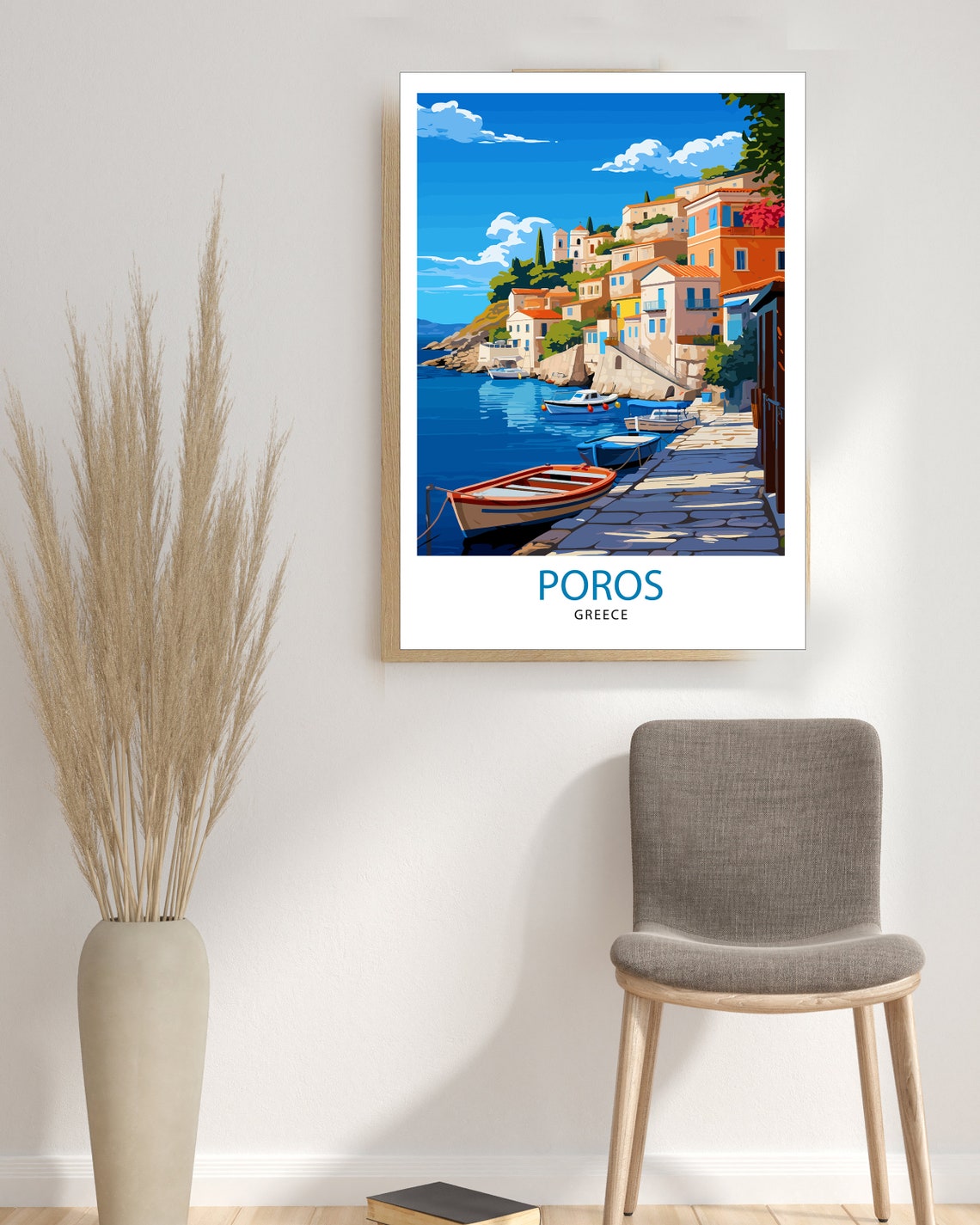 Poros Greece Travel Print Greek Island Wall Decor Poros Island Poster Greece Travel Prints Poros Art Print Poros Illustration Poros Wall - Image 3
