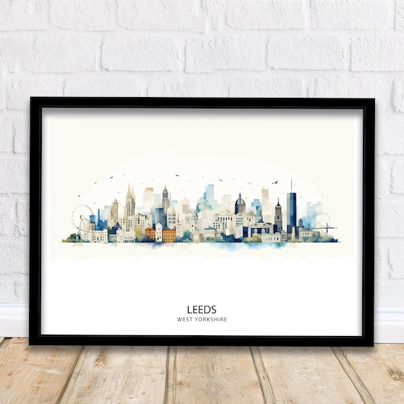Leeds Skyline Art Print, Travel Wall Decor
