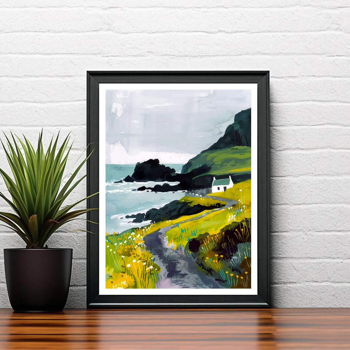 Isle of Skye Scotland Coastal Cottage and Rocky Cliffs Poster - Image 2