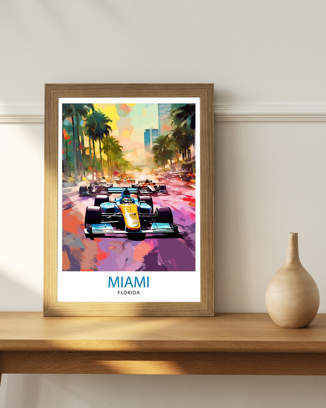 Miami Florida Formula Race Cars Colorful Street Circuit Action Poster - Image 2