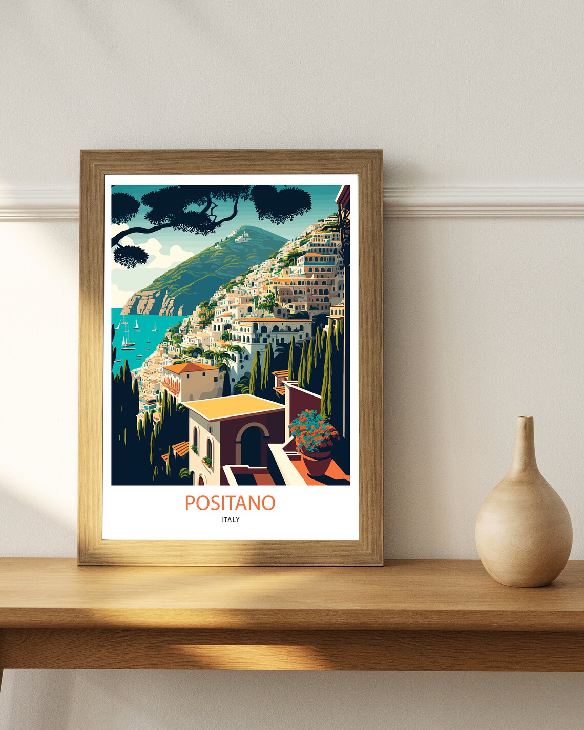 Positano Italy Cliffside Village Amalfi Coast Sea View Travel Poster - Image 3