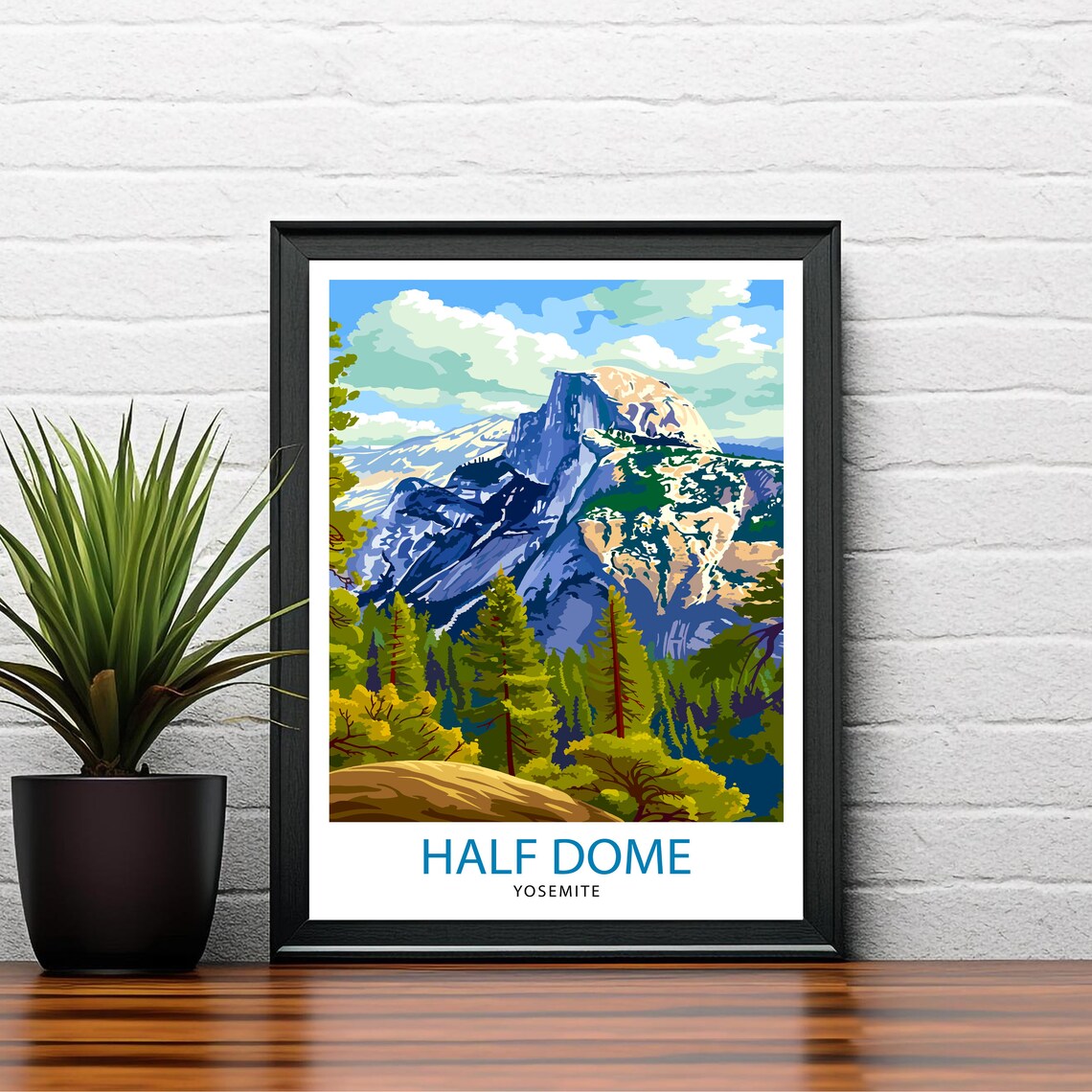 Half Dome Yosemite National Park Granite Cliff Pines Travel Poster - Image 2