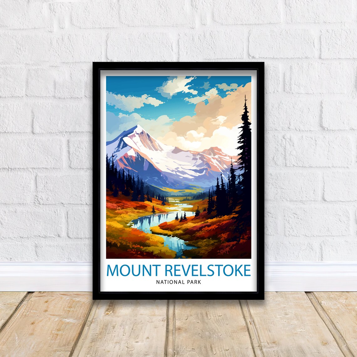 Mount Revelstoke National Park Autumn Stream Travel Art Poster - Image 2