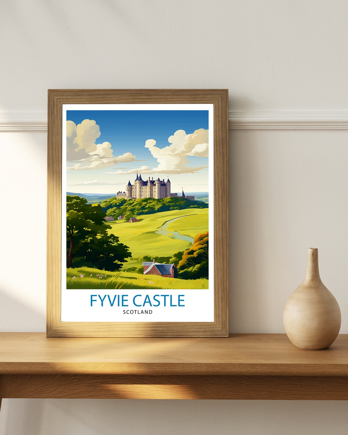 Fyvie Castle Scotland Hilltop Castle Rolling Green Fields Poster - Image 3