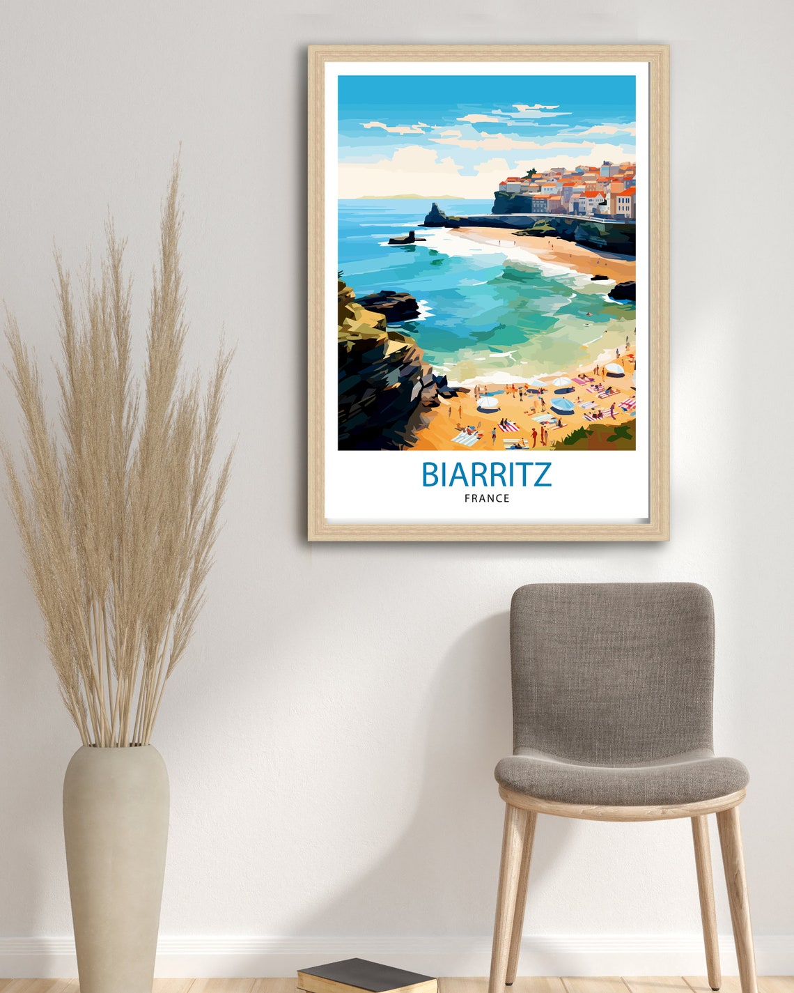 Biarritz France Beach Cliffs Surf Town Basque Coast Art Poster - Image 3