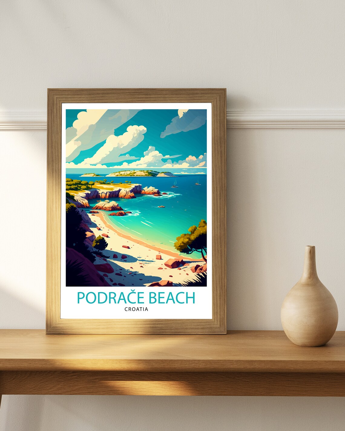 Podrace Beach Croatia Adriatic Cove Turquoise Water Travel Poster - Image 3