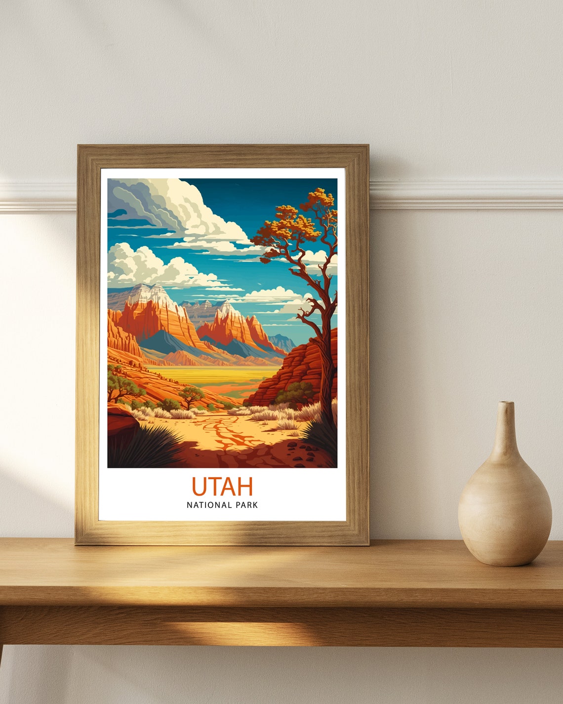 Utah National Park Red Rock Canyon Retro Travel Illustration Poster - Image 2