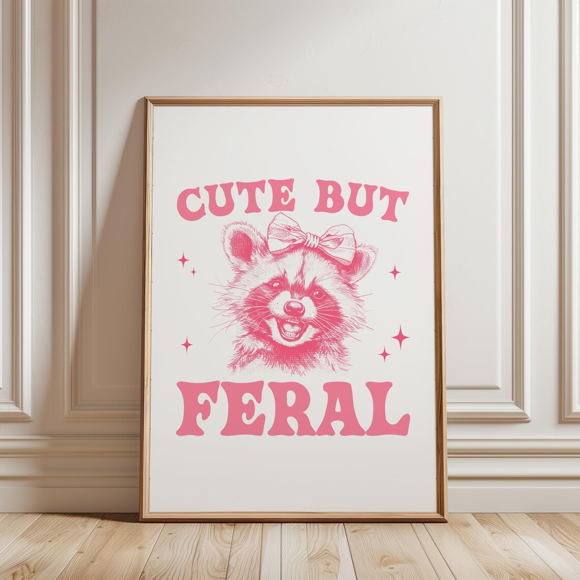 Cute But Feral Pink Raccoon Coquette Poster - Image 2
