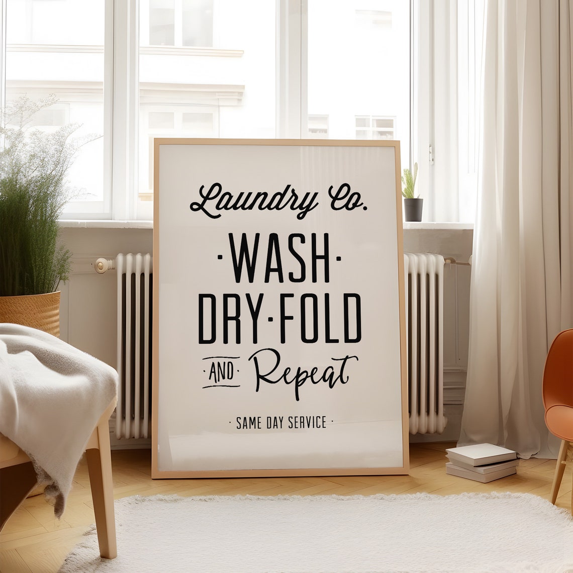 Laundry Co Wash Dry Fold And Repeat Farmhouse Sign Decor Poster - Image 3