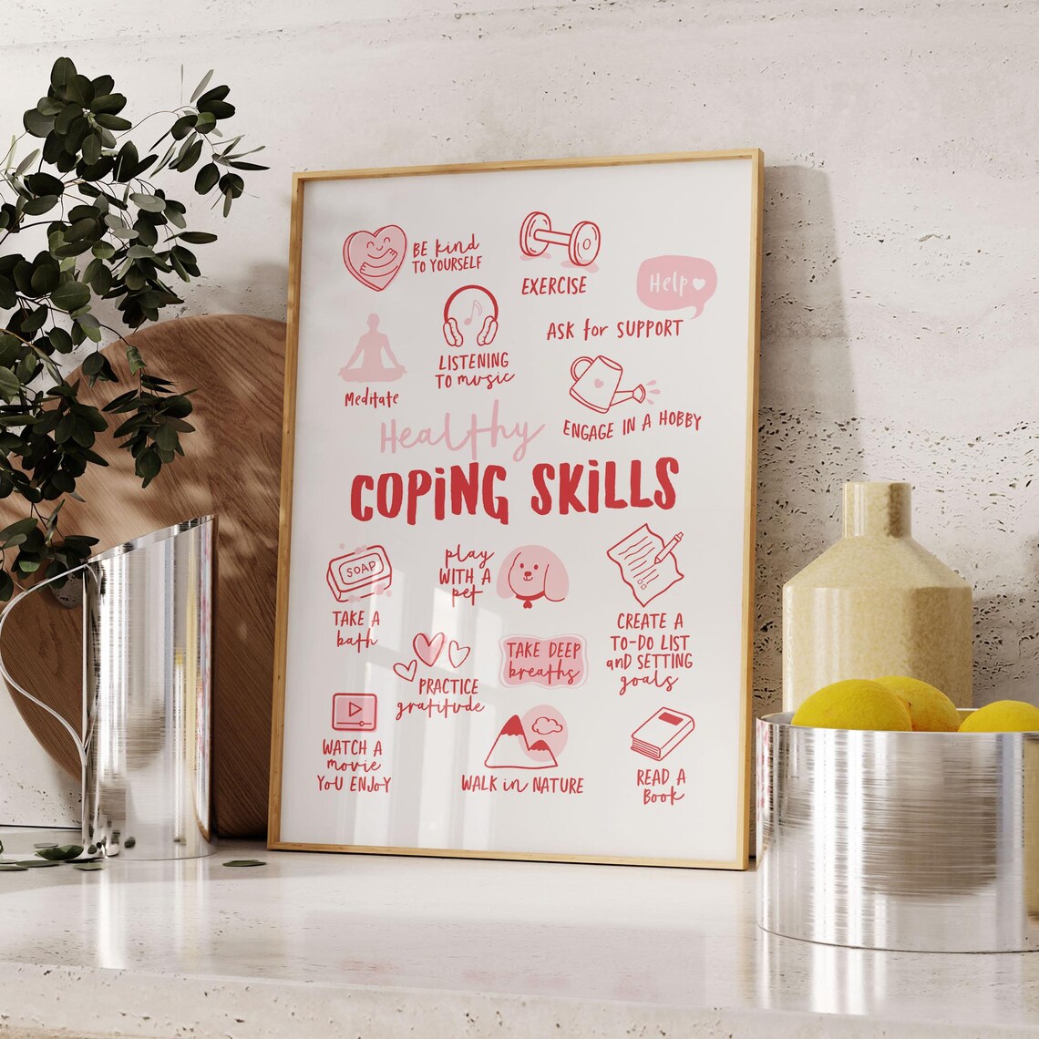 Healthy Coping Skills Poster for Therapy Office and Calm Minds - Image 3