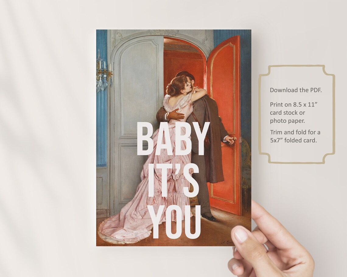 Baby It's You Romantic Couple Vintage Painting Love Card Wall Poster - Image 3