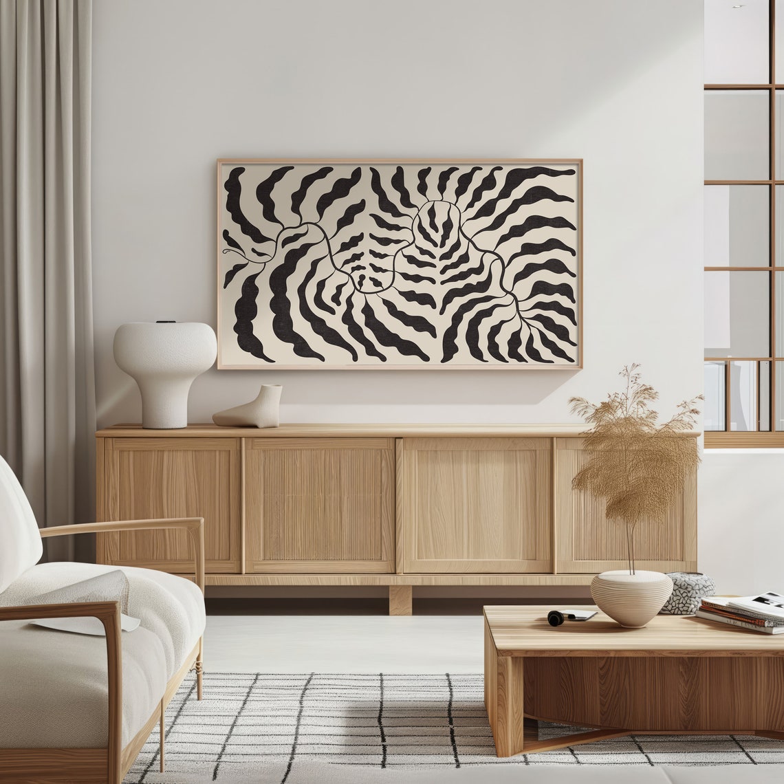 Black And Beige Botanical Abstract Matisse Style Neutral Art Poster - Image 2