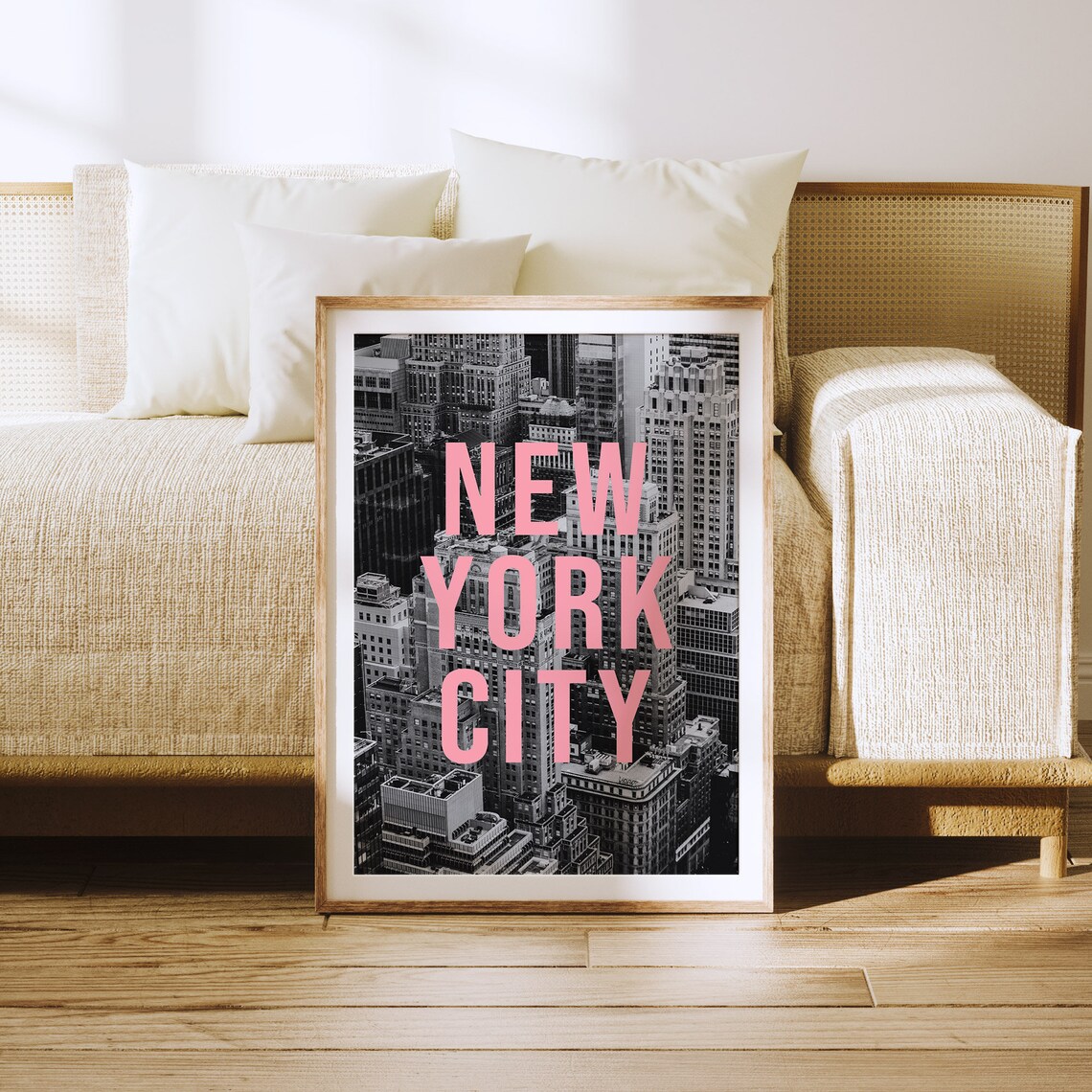 New York City Typography Travel Poster, Black and White - Image 3