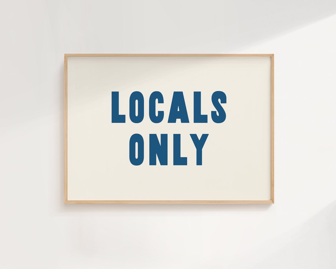 Locals Only Blue Typography Coastal Beach House Surf Decor Wall Poster - Image 2