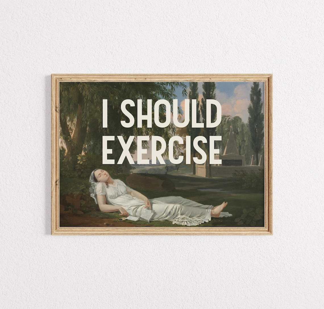 I Should Exercise Funny Fitness Quote Art Print - Image 3