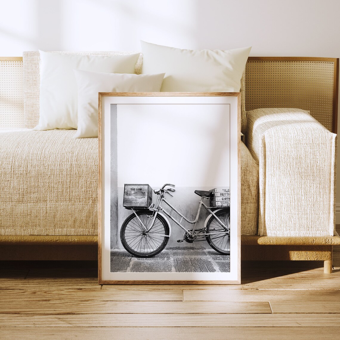 Rome Italy Bicycle Travel Poster, Black and White - Image 3