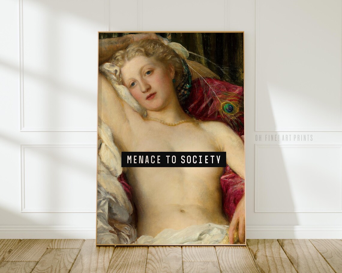 Menace Vintage Aesthetic Poster, Feminist Quote