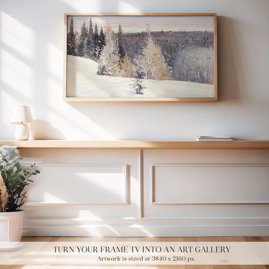 Snowy Winter Forest Landscape Muted Pastel Christmas Decor Poster - Image 2