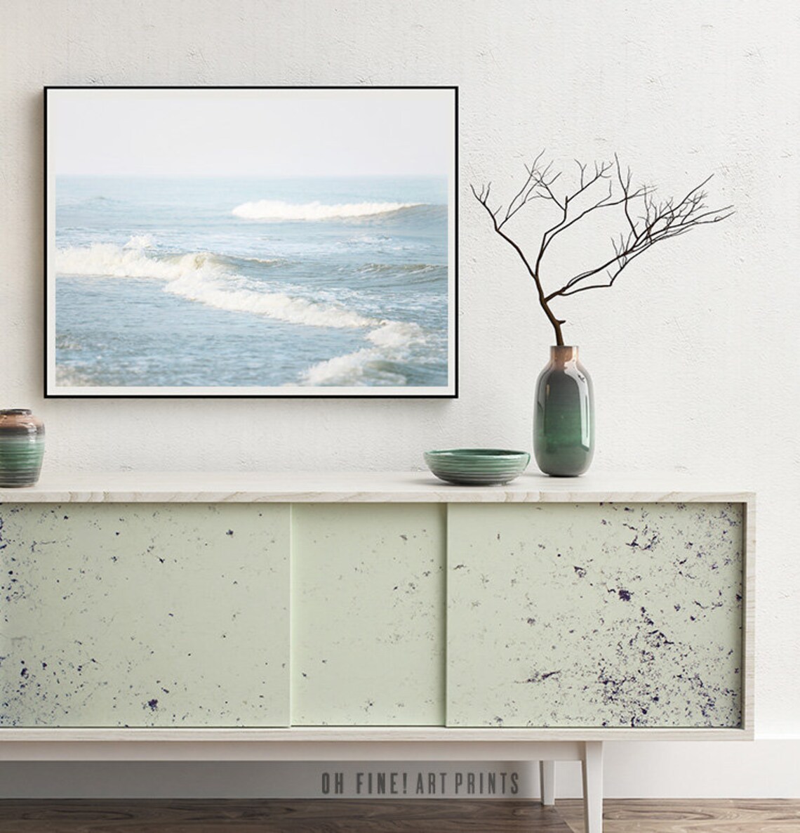 Ocean Beach Waves Coastal Landscape Art Print - Image 2