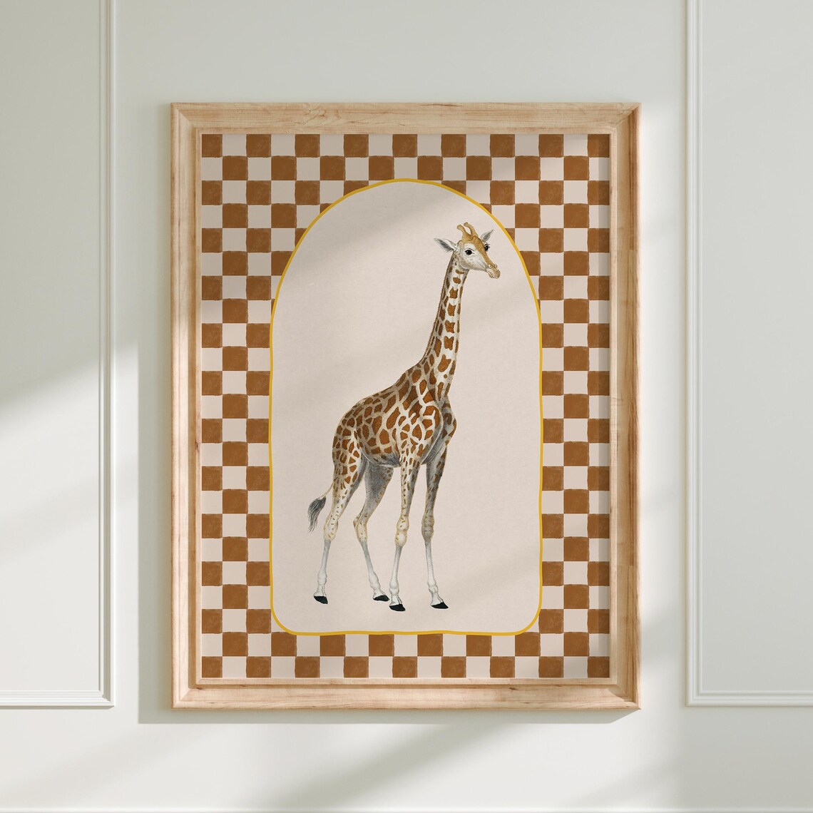 Checkered Giraffe Safari Nursery Decor Art Print