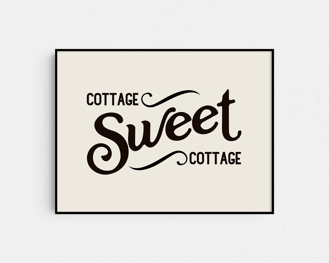 Cottage Sweet Cottage Retro Lettering Cabin Lake House Sign Poster - Image 2