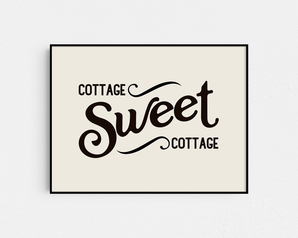 Cottage Sweet Cottage Retro Print Cabin Or Lake House Decor Wall Art Sign A92 - Image 2