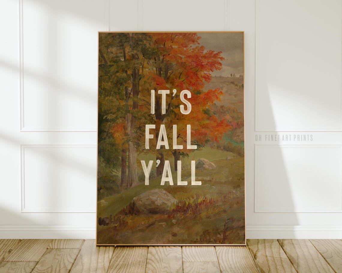 It's Fall Y'All Autumn Forest Landscape Painting Cozy Fall Poster