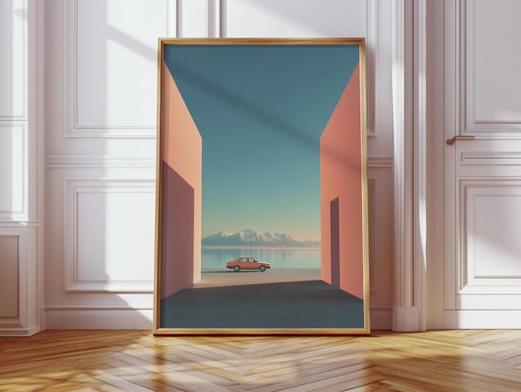 Car In Iceland Poster, Hiroshi Nagai Inspired
