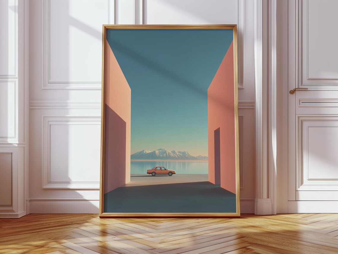 Car In Iceland Poster, Hiroshi Nagai Inspired