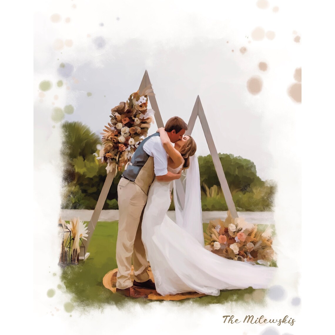 Custom Watercolour Family Portrait Wall Art Print - Image 5
