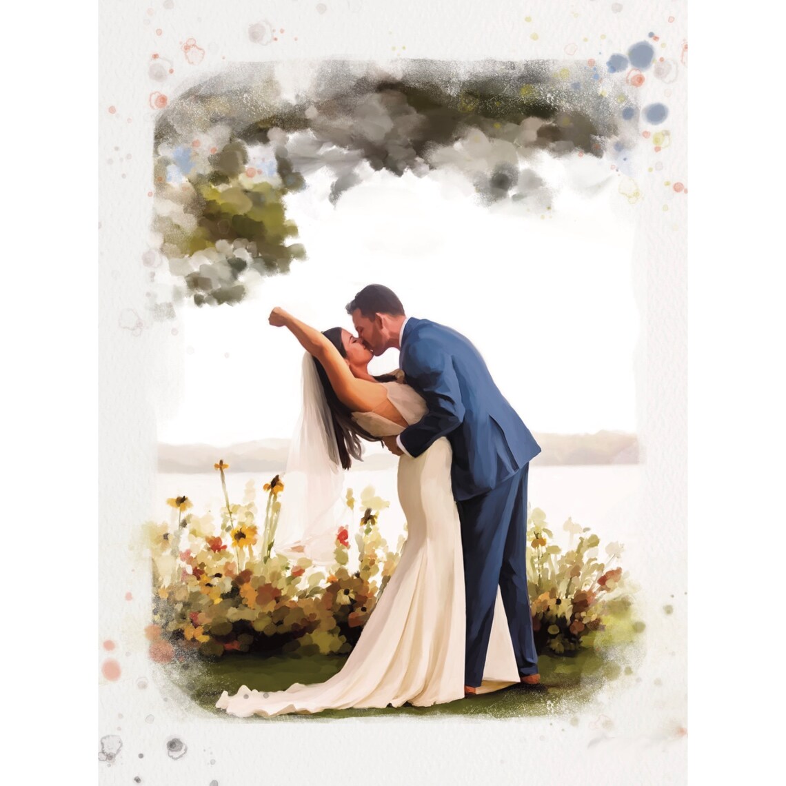 Custom Watercolour Family Portrait Wall Art Print - Image 4