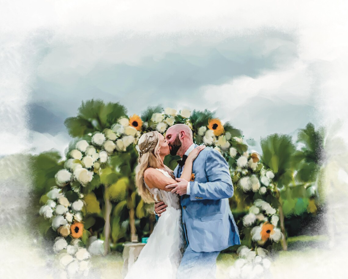 Bride and Groom Portrait Beside a Rustic Woodland Cabin Poster - Image 4