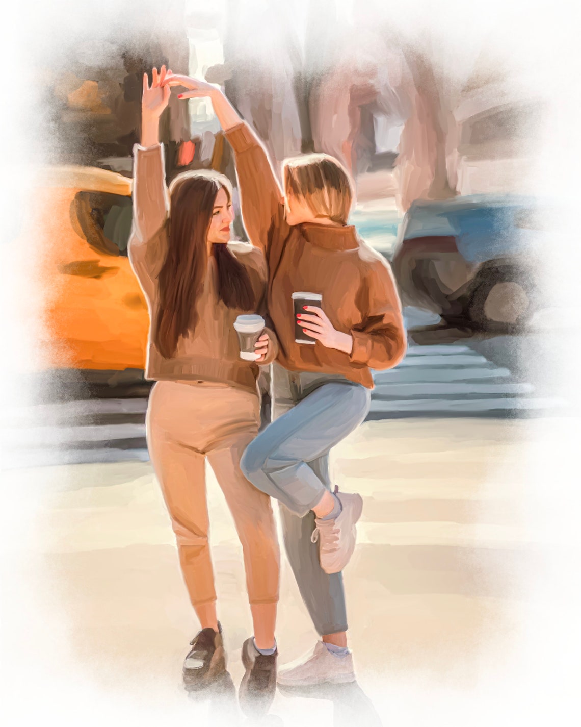 Newlywed Couple Dancing Before Snow Capped Mountains Watercolor Poster - Image 3